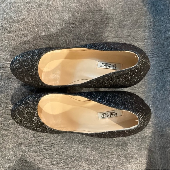 ALL SAINTS Sz 38 Spitalfields Sparkly Platform Heels Almond Toe  Pumps Shoes - Picture 8 of 13